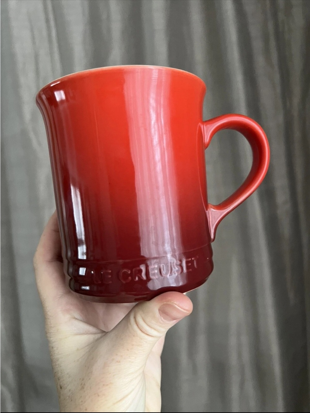 Le Creuset Red Orange Gradient Stoneware Mug Handle